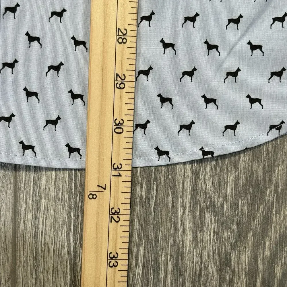 Banana Republic Mens All Over Dog Print Button Down Stretch Dress Shirt Sz L NWT
